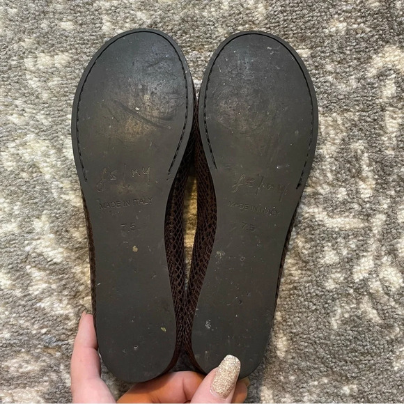 French Sole FS/NY Zeppa-Chocolate Snake Flats Made in Italy - Picture 8 of 10